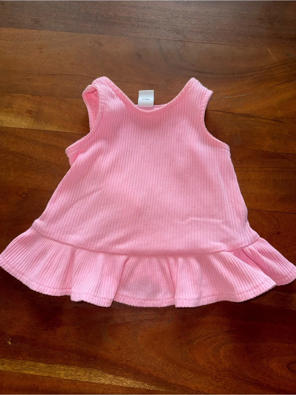 Old‎ Navy Pink Ribbed Tank Top with Ruffle Hem
